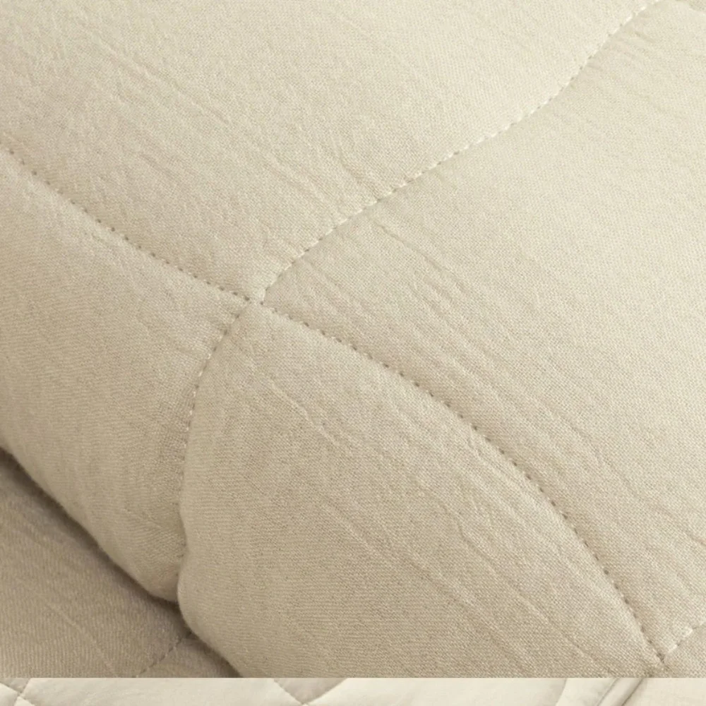 NWT Lush Decor 3pc Full/Queen beige Gauze Quilted Bedding Set